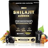 esverco 2400mg Shilajit Gummies with 2000mg Organic Ashwagandha Supplement for Men & Women, Extra Strength for Ehance Stamina, Immune Support, Vegan, for Adults, 90 Count