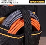 TOUGH MASTER Heavy Duty 10 Open Tote Tool Bag 33 Pockets Drill Holder Black view 8