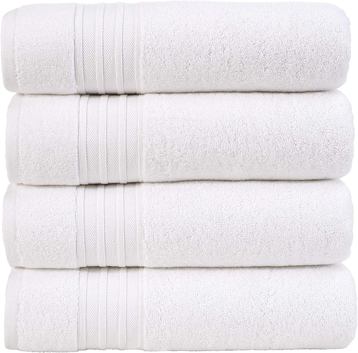 Hammam Linen White Bath Towels 4-Pack - 27x54 Soft and Absorbent, Premium Quality Perfect for Daily Use 100% Cotton Towel: Kitchen & Dining