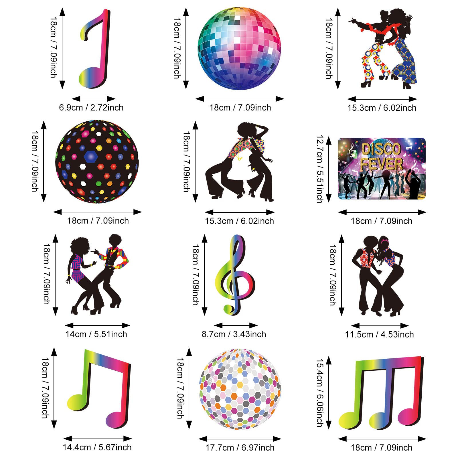 Dianelhall 53 Pieces Disco Party Decorations, 70s Disco Ball Hanging Swirls Ceiling Decor for Retro Fever 70's Boogie 1970s Birthday Hippie Party Favors