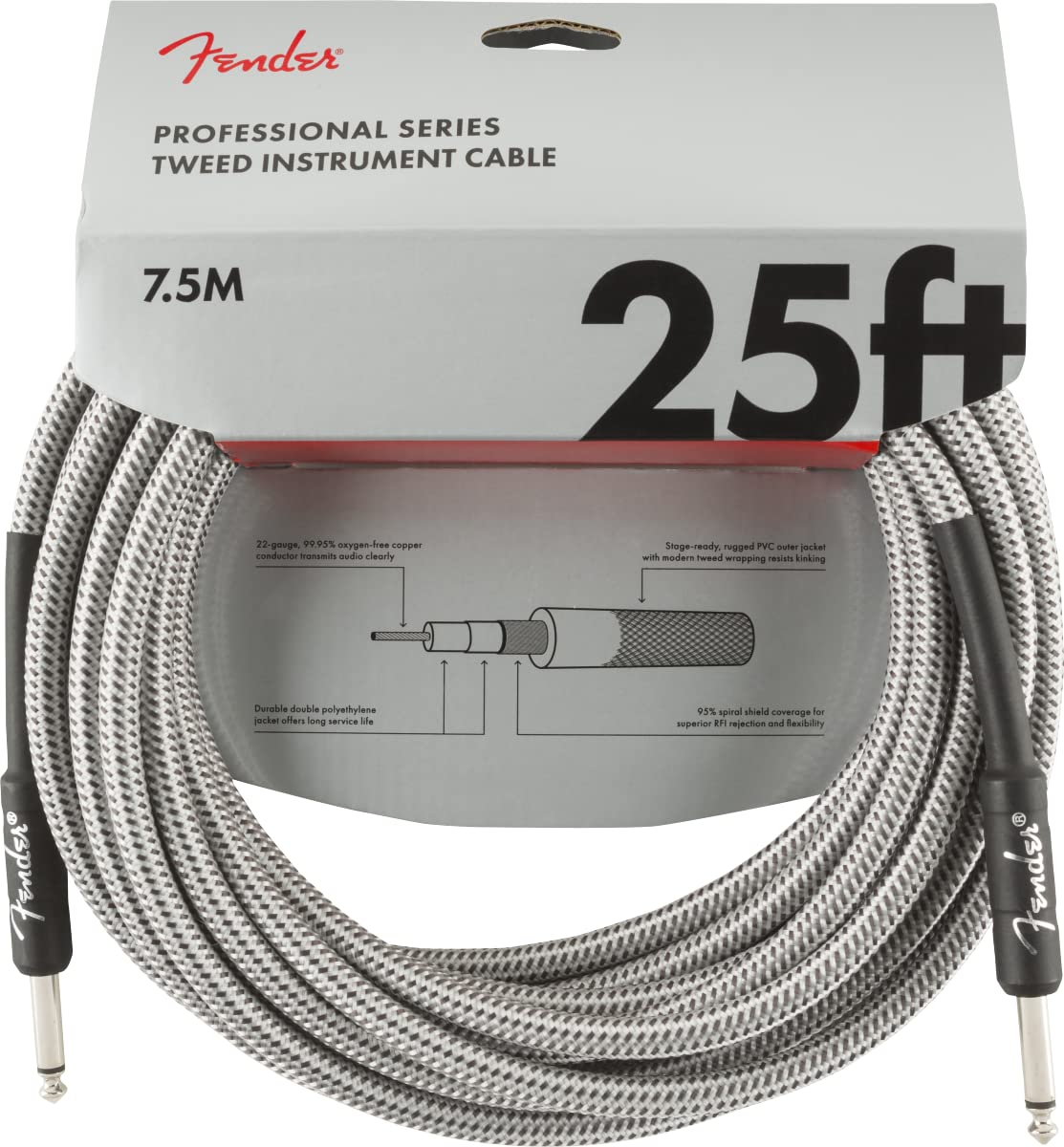 Fender PRO 25 INST CABLE WHT TWD