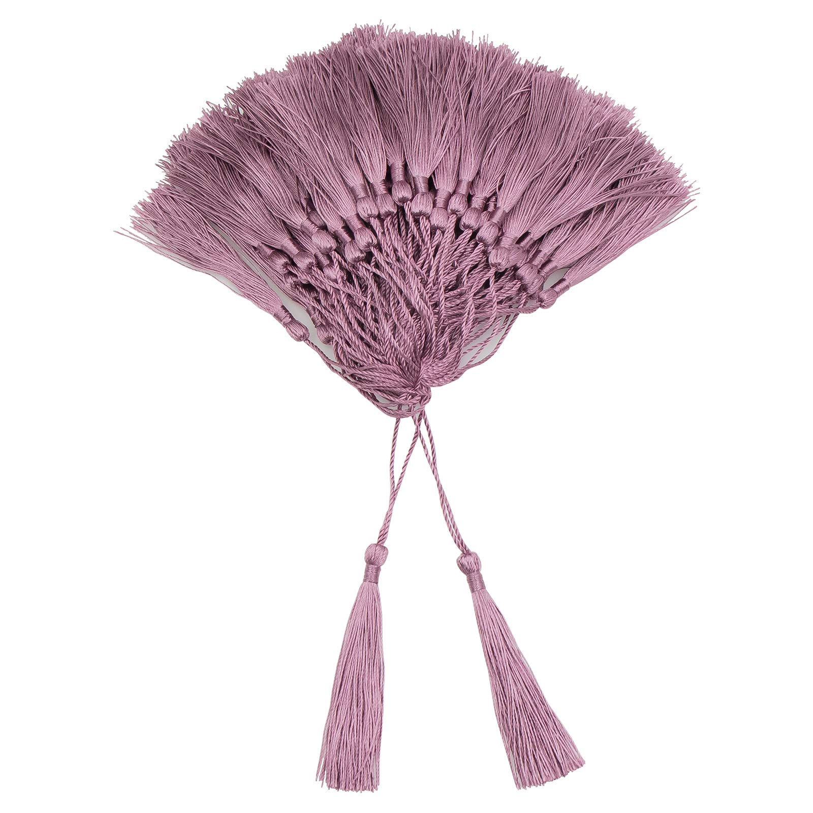 VAPKER Silky Soft Purple Tassels - 100pcs, 13cm/5-Inch, Handmade, Bookmark Tassels with 2-Inch Cord Loop for Jewelry Making, DIY Projects