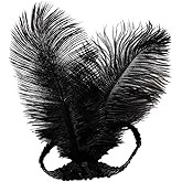 XKTEI 2pcs Sequins Feather Headpiece,1920s Flapper Headband,Mardi Gras Carnival Party Headwear Costume Accessory Women Headdress (Black)