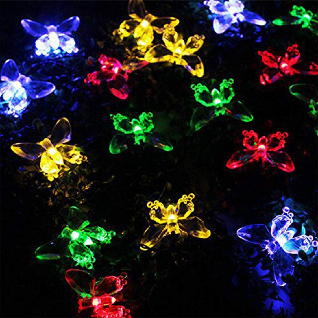 Butterfly String Lights,KINGCOO Waterproof 4.8M/16FT 20LED Butterfly Solar Lamp Christmas Fairy Decorative Lights for Home Party Wedding Patio Garden Porch Balcony Lighting Decorations (Multicolor)