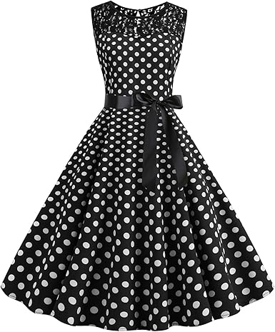 Nihsatin Vintage Polka Dot Retro Audrey Hepburn Style Pinup 1950s