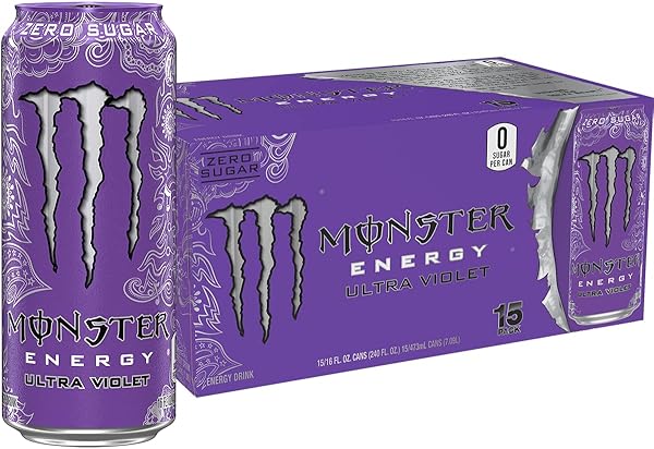 MONSTER ENERGY ULTRA VIOLET, SUGAR FREE ENERGY DRINK, 16 OUNCE (PACK OF 15)