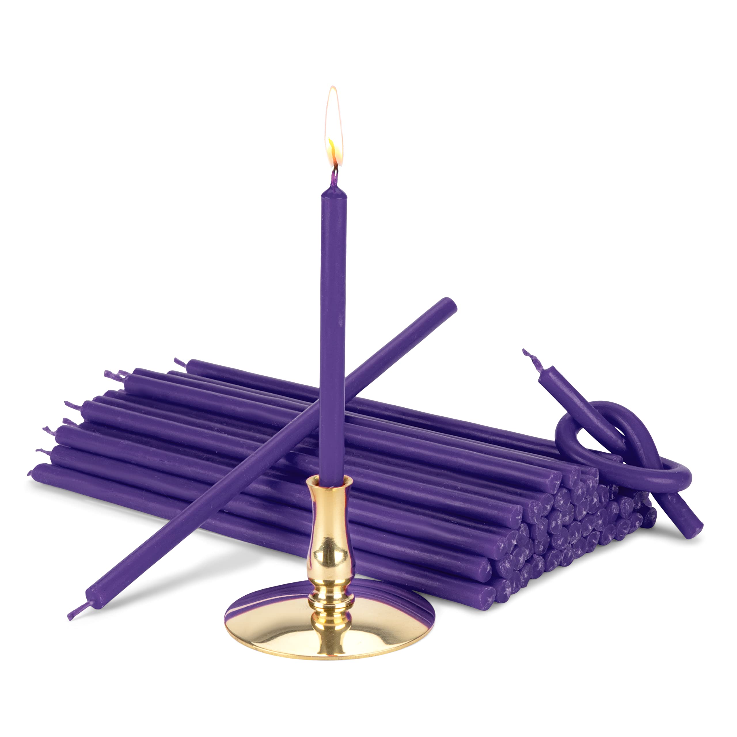NKlaus - Candle Holder with Stick Candles Violet drip-Free L 16cm Ritual Candle Paraffin Wax 40005