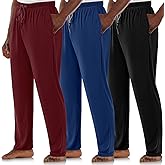 Casuallined 3 Pack Mens Cotton Sleepwear Pajamas Pants with Pockets Soft Sleep Lounge Bottoms Sleep Pj Bottoms for Men