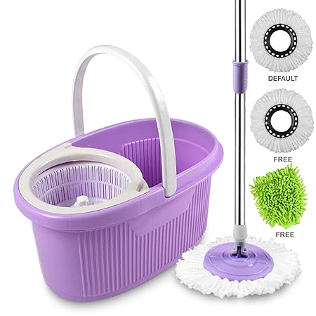 Cozylife by Smile Mom, Spin Mopper Floor Cleaner with Bucket Set Offer with Easy Wheels for Best 360 Degree Magic Cleaning, 2 Refill Head & Free Microfiber Glove