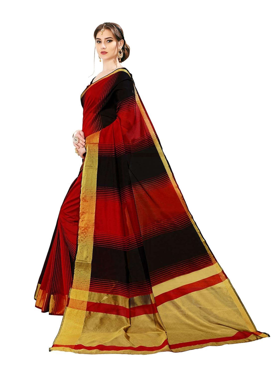 glory sarees women's handloom cotton silk saree(jari129)