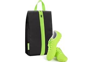 GLORIEROO Smell Proof Shoe Bags for Travel-Soccer Cleat Bag Smell Proof with Active Carbon Fabric | Odor-Absorbing Water-Resistant Track Shoe bags for Sports (Black with Green, UP TO US14)