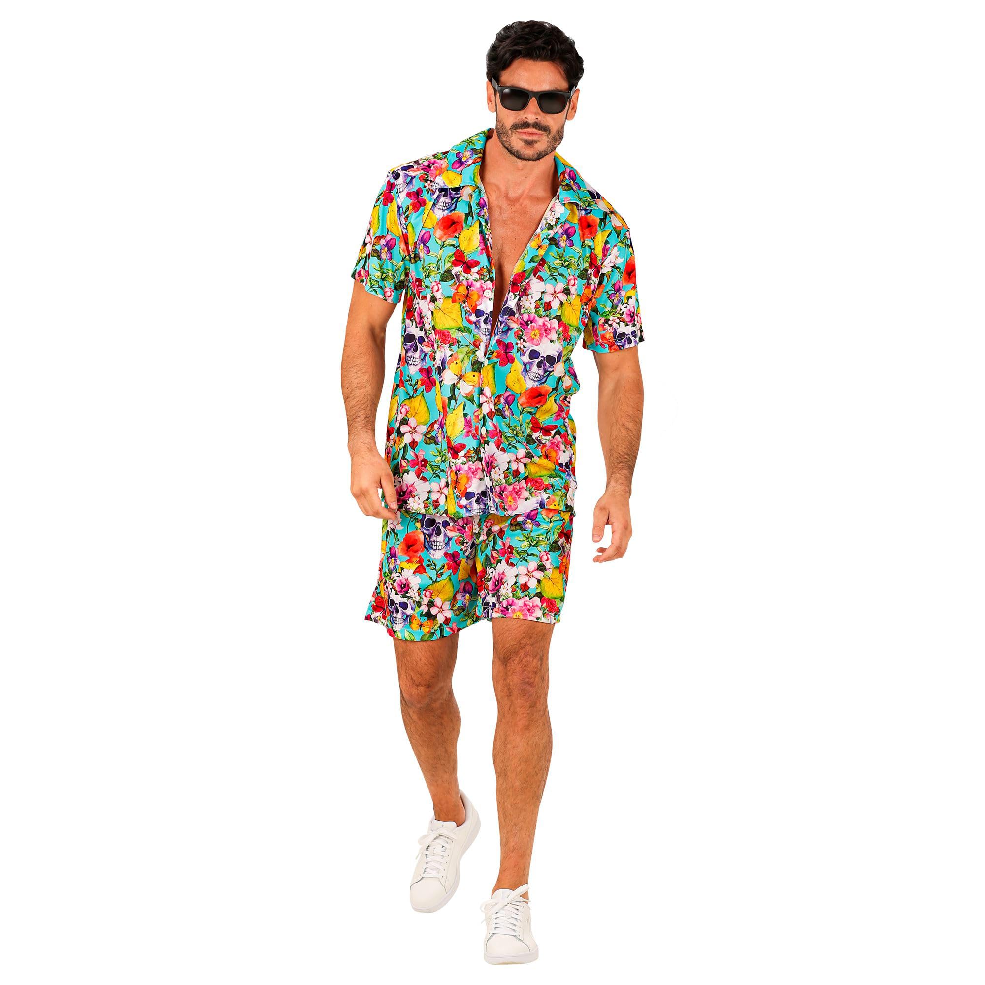 W WIDMANN MILANO Party Fashion - Hawaii Outfit, Short Sleeve Shirt and Shorts, Flowers, Aloha, Beach Party, Fancy Dress