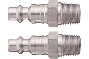 DIXON VALVE Dixon D2M2-S Stainless Steel 303 Air Chief Industrial Interchange Quick-Connect Hose Fitting, Plug, 1/4" Coupling x 1/4" NPT Male (2)