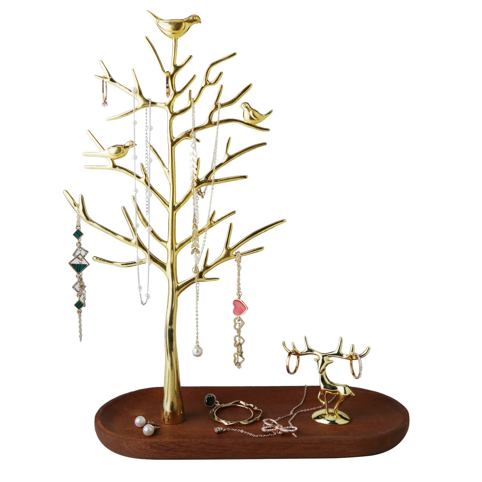 MORE&LESS Tree and Deer Jewelry Rack,for Ring Earrings Necklace Bracelet,Suitable for living rooms, bathrooms,offices,etc.