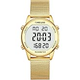 TIMEURE Pedometer Watch for Women, Step Counter Watch, No App or Charging | No App No Charging, with step, calorie and distance tracking, a steel mesh band and up to 12 months of use