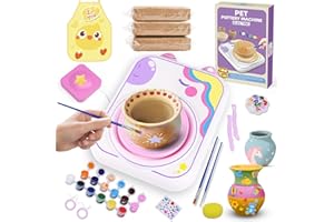 WEIRTOYA Pottery Wheel for Kids，Art Supplies Arts & Crafts Kit, Crafts Toys for Girls 8-12, Pottery Studio Craft Kit with 3 Pack Air-Dry Clay,Girls Toys Birthday Christmas Gift for Kids Ages 6 7 8 9 10 11 12+