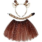 Newcotte 3 Pcs Halloween Costume Animal Tutu Ears Headband Tail Fancy Dress Costume Kit for Halloween Cosplay