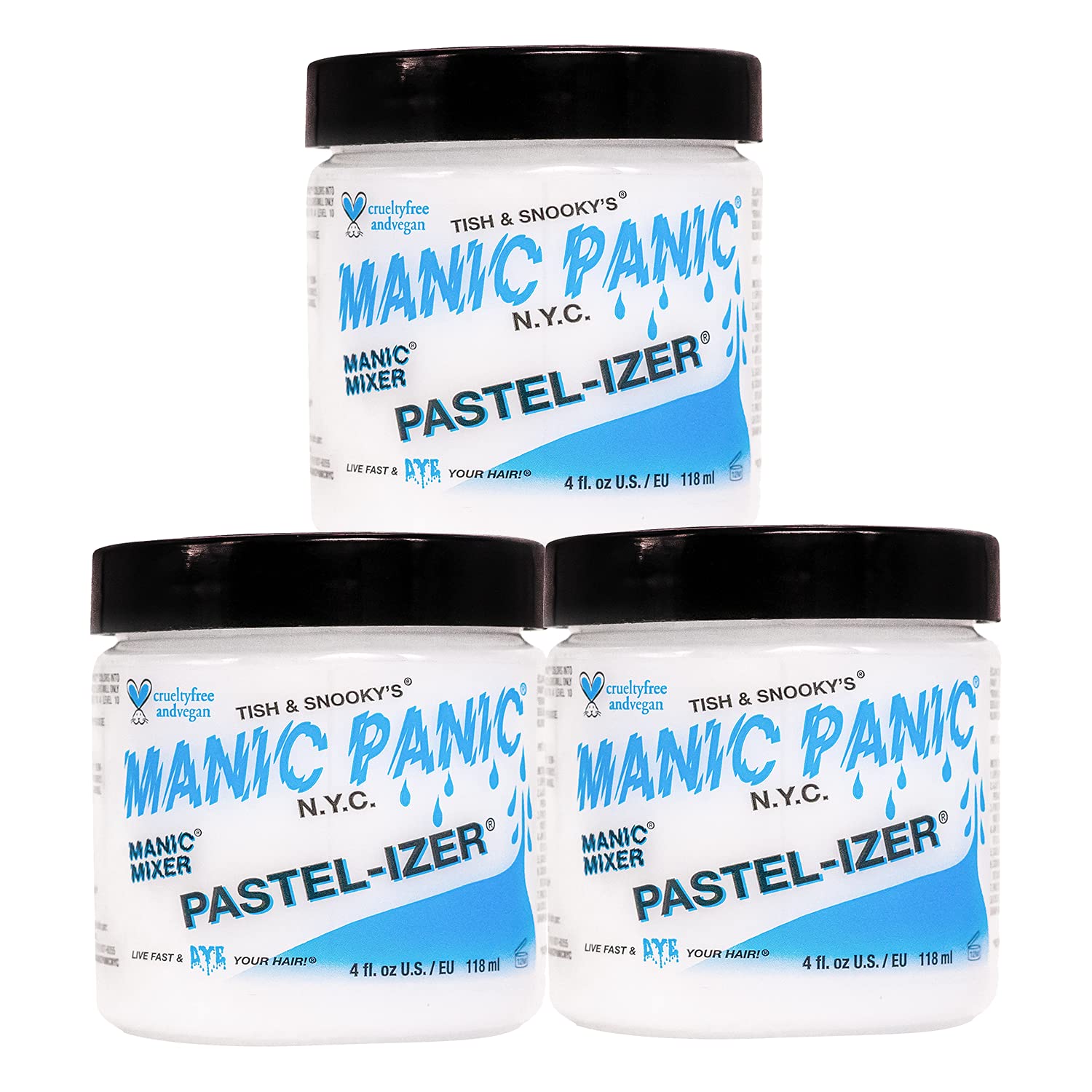 Manic Panic - Pastel-Izer/ Mixer Creme Vegan Cruelty Free Semi Permanent Hair Pasteliser, Achieve a Lighter Colour, 3 x 118ml