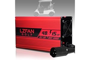 LZFAN Golf Cart Charger, Golf Cart Battery Charger for Club Car Golf Cart with 3 Pin Round Plug (48V15AMP)
