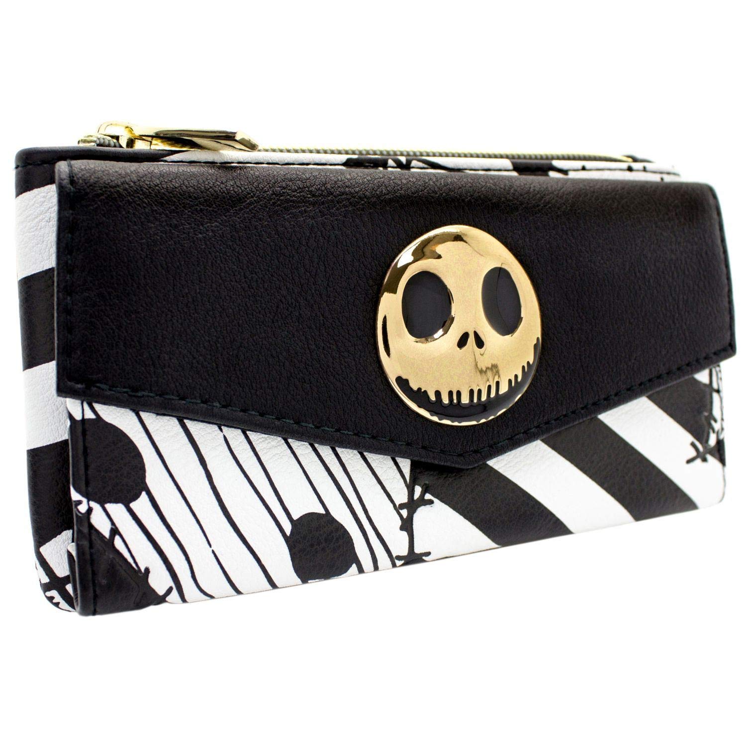Nightmare Before Christmas Patchwork Metal Jack Badge Purse Clutch Coin Pocket & Card Holder, Black
