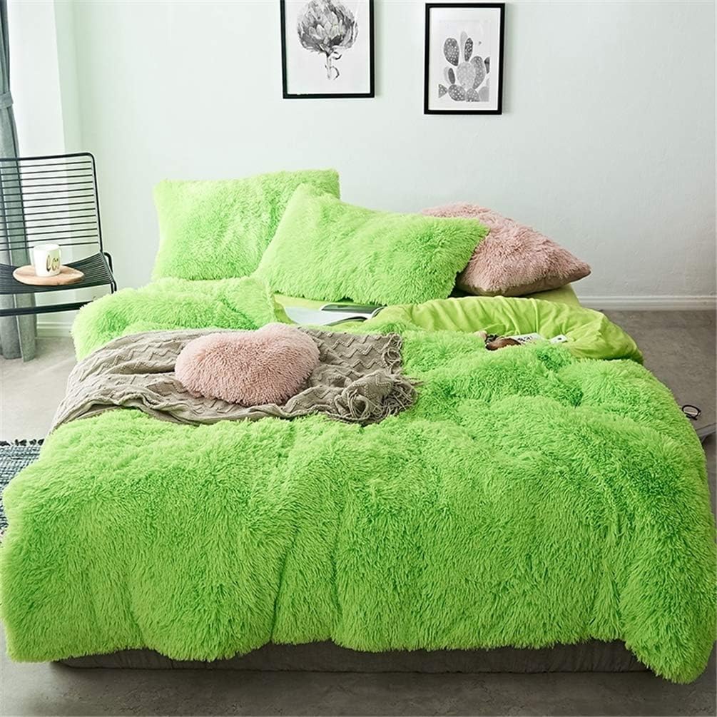 ADGAI Cuddly Teddy Fleece Duvet Cover Sets Candy Color Cozy Warm Quilt