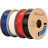 High Speed Printer Filament 1.75mm 1kg*4 Cardboard Spool Rapid PLA to 5X Faster Printing Filament PLA Dimensional Accuracy +/- 0.02 mm Fits for Most FDM 3D Printer -Black, White, Blue, Red