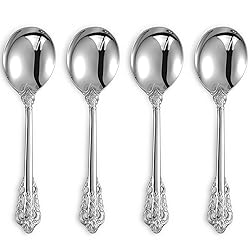 KEAWELL Gorgeous Round Soup Spoon, Set of 4, 18/10