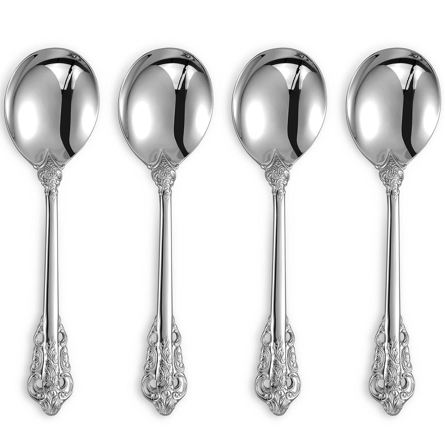 KEAWELL Gorgeous Round Soup Spoon, Set of 4, 18/10