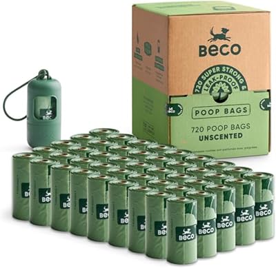 Beco Dog Poo Bags 720 Count Extra Thick Leakproof Unscented 33x22cm
