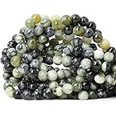 CHEAVIAN 45PCS 8mm Natural Green Vine Jasper Round Loose Beads for Jewelry Making 1 Strand 15"