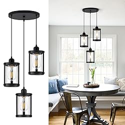 Osimir 3-Light Pendant Lighting, Black Dining Room