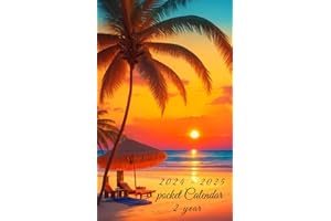 Small 2 Year Pocket Calendar 2024-2025: Monthly Planner Beach | 24 Month Monthly Calendar Schedule Organizer for Purse | from