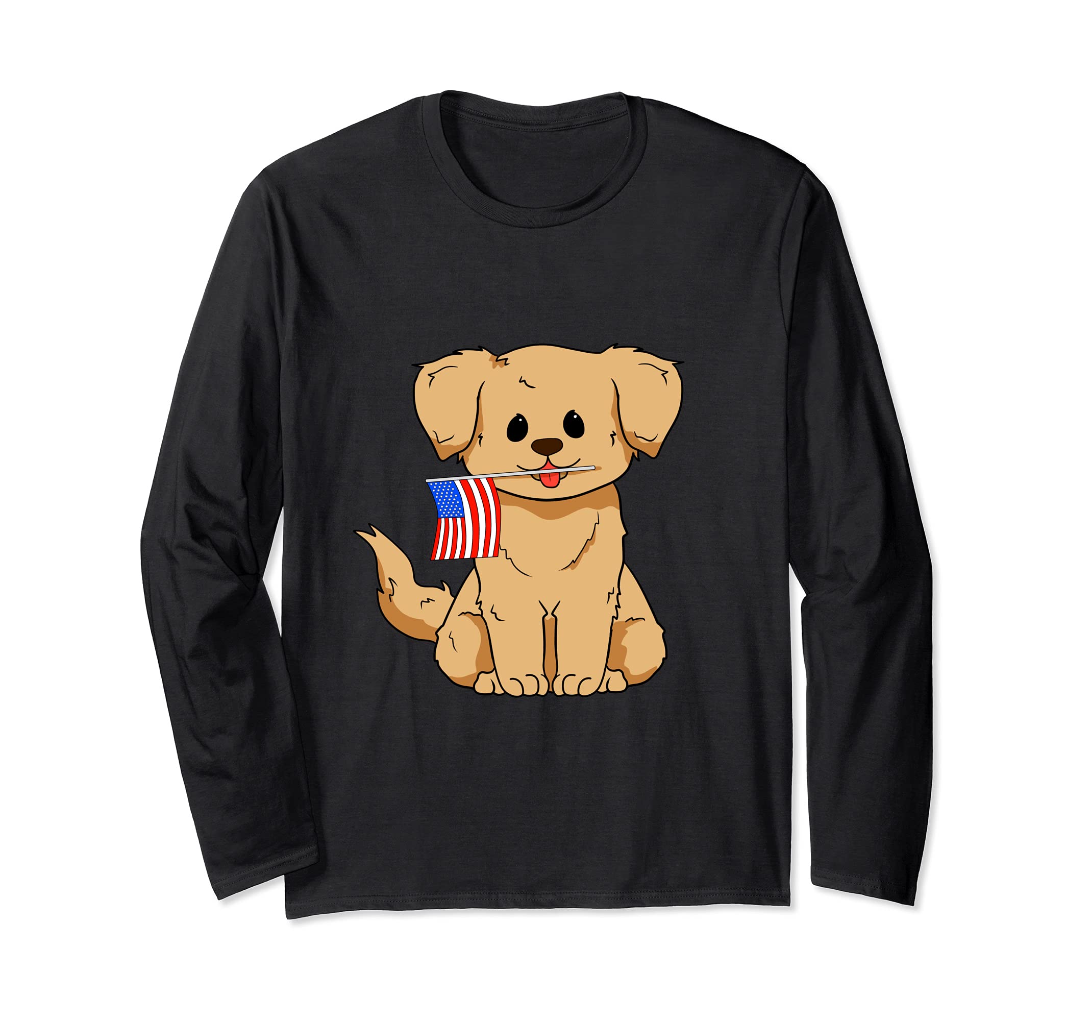 Golden Retriever Dog 4th of July America Independence Day Long Sleeve T-Shirt