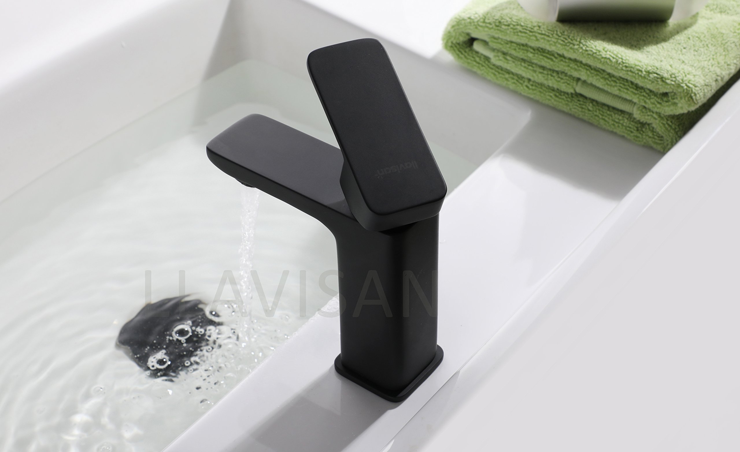 Kibath L439351 Sink Mixer Tap Che Black Stylized and Square Design. Made of Brass and Matte Finish. Includes Hardware, Hoses and Cartridge