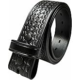 Utility Uniform Work Belt Basketweave Embossed One Piece Full Grain Belt 1 1/2"(38mm) Wide or Replacement Strap