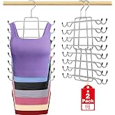 2Pcs Tank Top Hangers Space Saving Hanger Organizer Bra Hangers Silver | 360&deg; Rotating Metal Closet Organizers and Storage Lingerie Hangers for Tank Tops Cami Bras Belts Swimsuits Lingeries