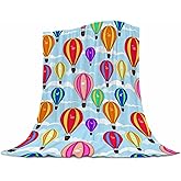 ubnlkto Cartoon Hot Air Balloon Kids Blanket 40x50 Inches - Plush Flannel Throw Blankets for Boys & Girls - Playful Cloud & Balloon Print - Lightweight Travel Blanket for Car Bed & Sofa