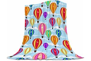 UBNLKTO Cartoon Hot Air Balloon Blanket Flannel Throw for Kid Lightweight Cozy Couch Bed Soft and Warm Plush Blanket for Sofa and Bed 40"x50"