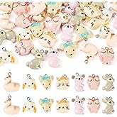 Cheriswelry 35Pcs Animal Charms for Jewelry Making Cute Animal Resin Pendant Mixed Color 19-23mm for Bracelets Necklaces Earrings Keychains Supplies