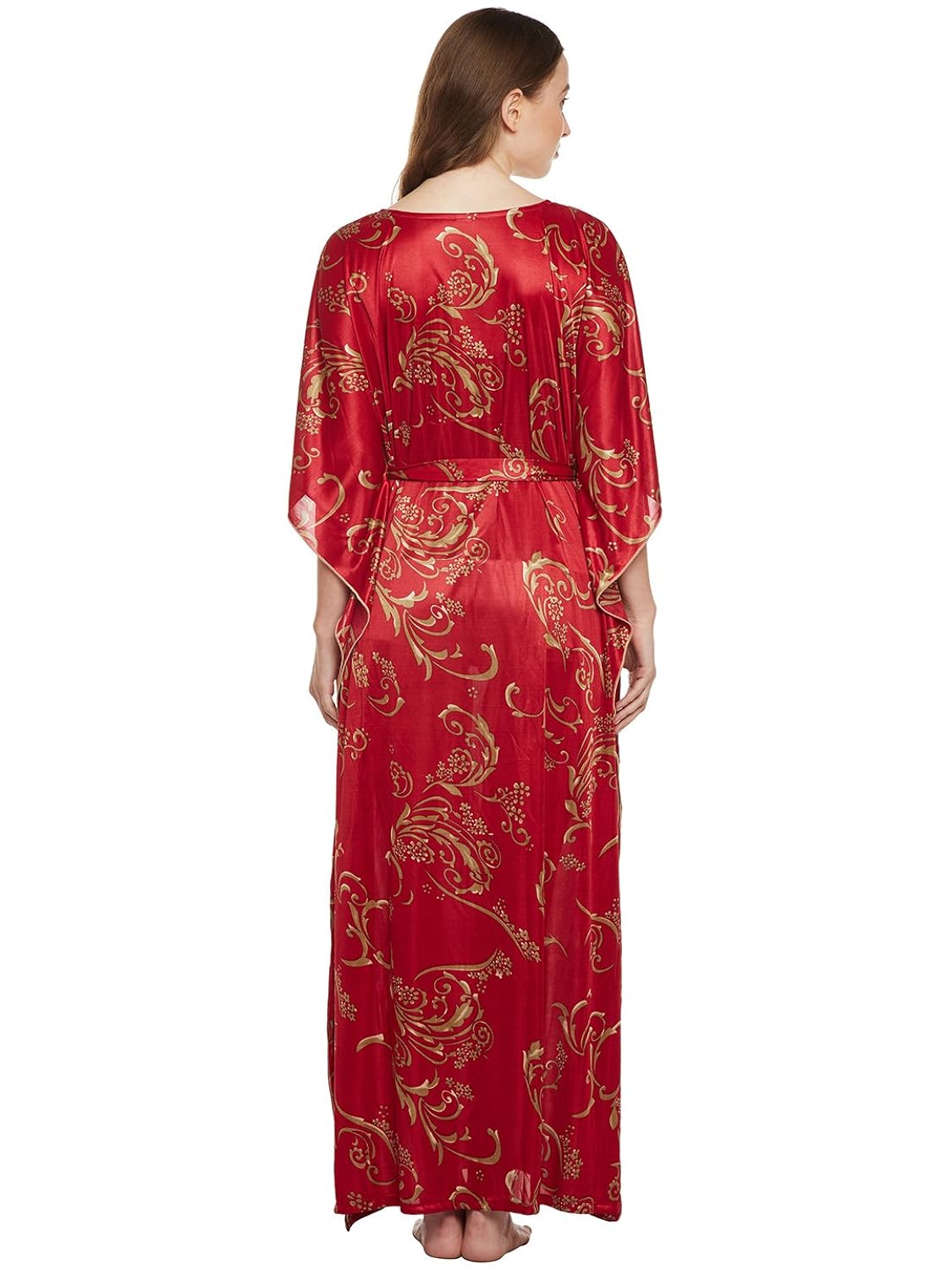 claura women satin printed kaftan
