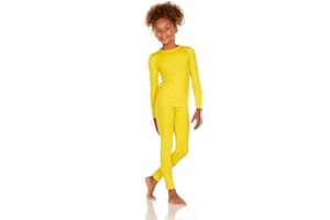 Thermajane Thermal Underwear for Kids Long Johns, Girls Thermal Underwear Set, Base Layer Kids Long Underwear (Yellow, Medium)