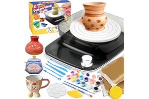 INNOFANS Pottery Wheel for Kids - Complete Pottery Kit & Tools for Beginners, Plug-in Rechargeable Battery, Upgraded Detachable Turntable Adjustable Speed, DIY Clay Maker for Kids 9-12 (Black, Patented)