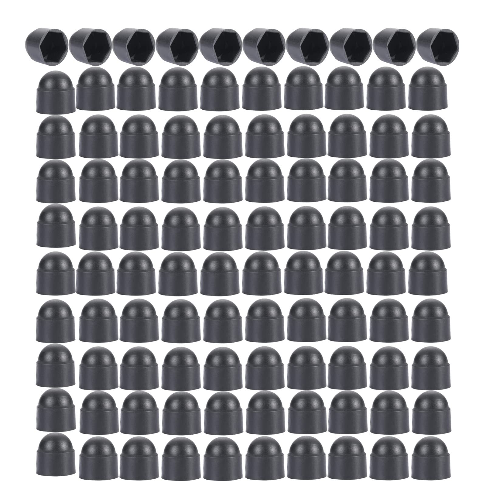 M10 (17mm Wrench) Plastic Nut and Bolt Protection Dome Cover, Hex Nut Protective Caps Cover, No Thread, 100 PCS