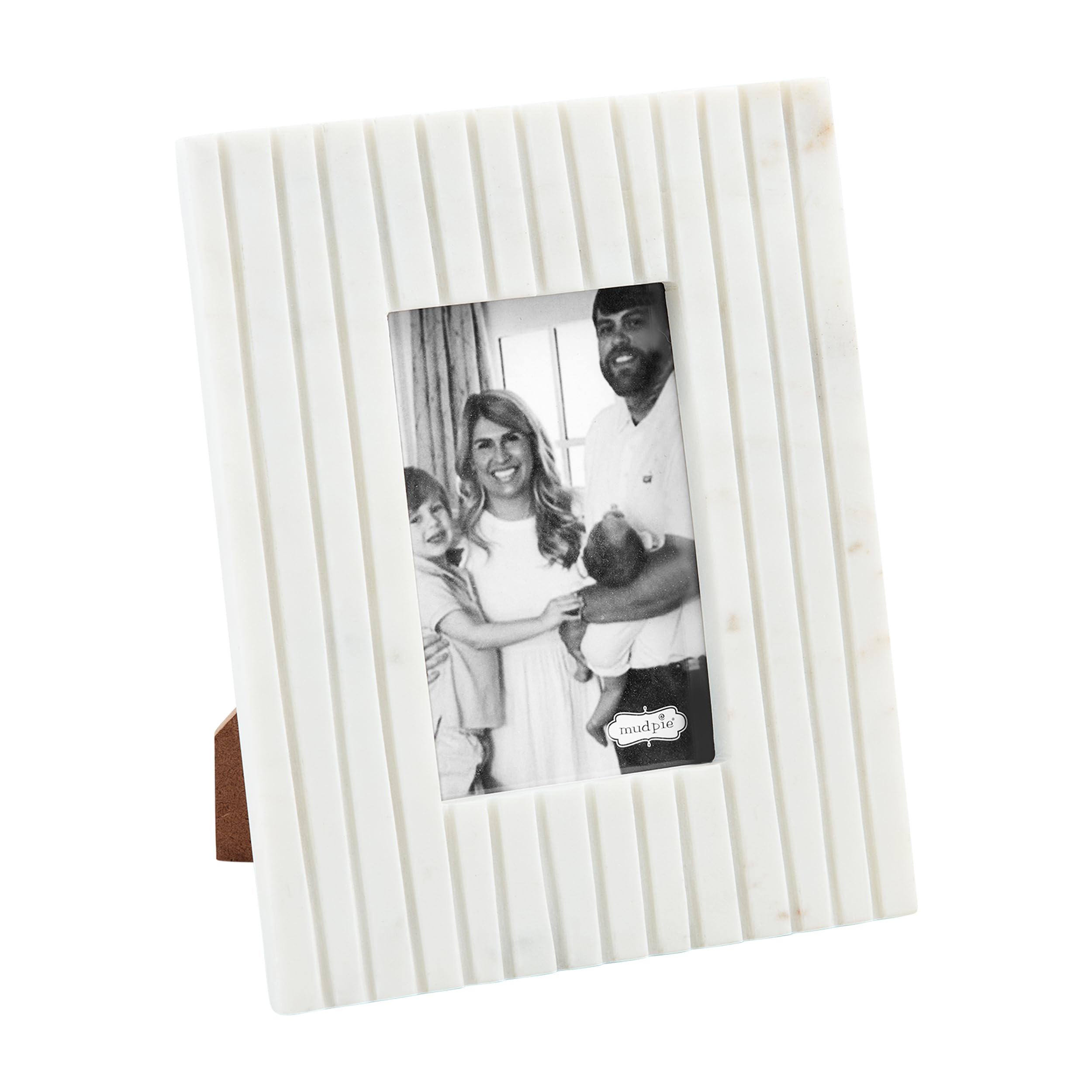 Photo 1 of Mud Pie 4X6 White Stripe Marble Frame; 9 3/4" x 7 3/4"