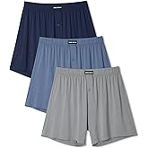 DAVID ARCHY Mens Boxer Shorts Breathable Rayon Made from Bamboo Boxers for Men Loose Fit Mens Underwear 3 or 5 Pack