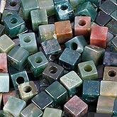 TUMBEELLUWA Stone Bead for Jewelry Making, Healing Crystal Large Hole Square Shape Loose Beads Pack of 15,India Agate