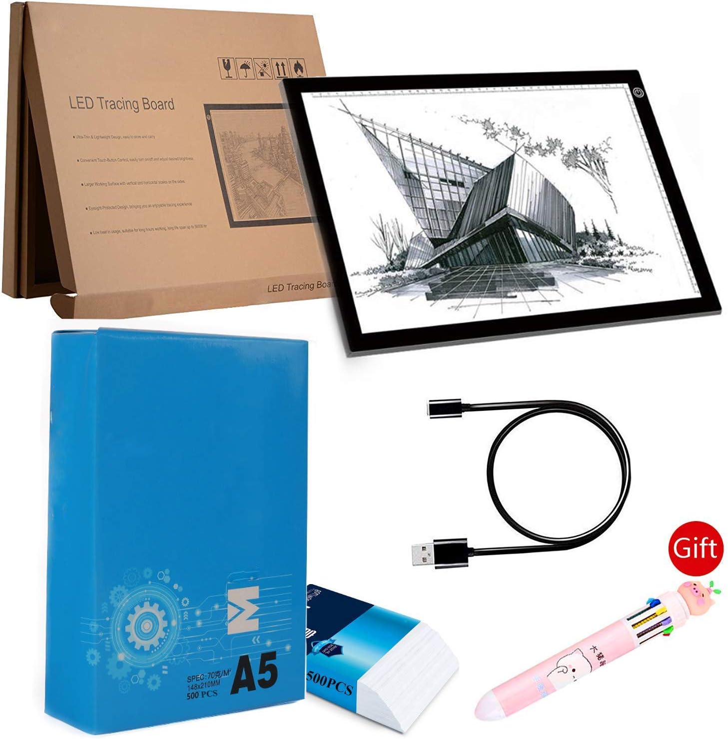 Flip Book Kit LED Lightbox for Drawing and Tracing with 500 Sheets Animation Paper for Flip Books Flipbook Kit: Led Light Box/Light Tablet for Tracing Flip Book Paper Flipbook Light Pad (A5)