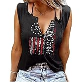 MHTOR We The People 1776 V Neck Tank for Women 4th of July Patriotic Shirt American Flag Sleeveless Graphic Tees Tanks