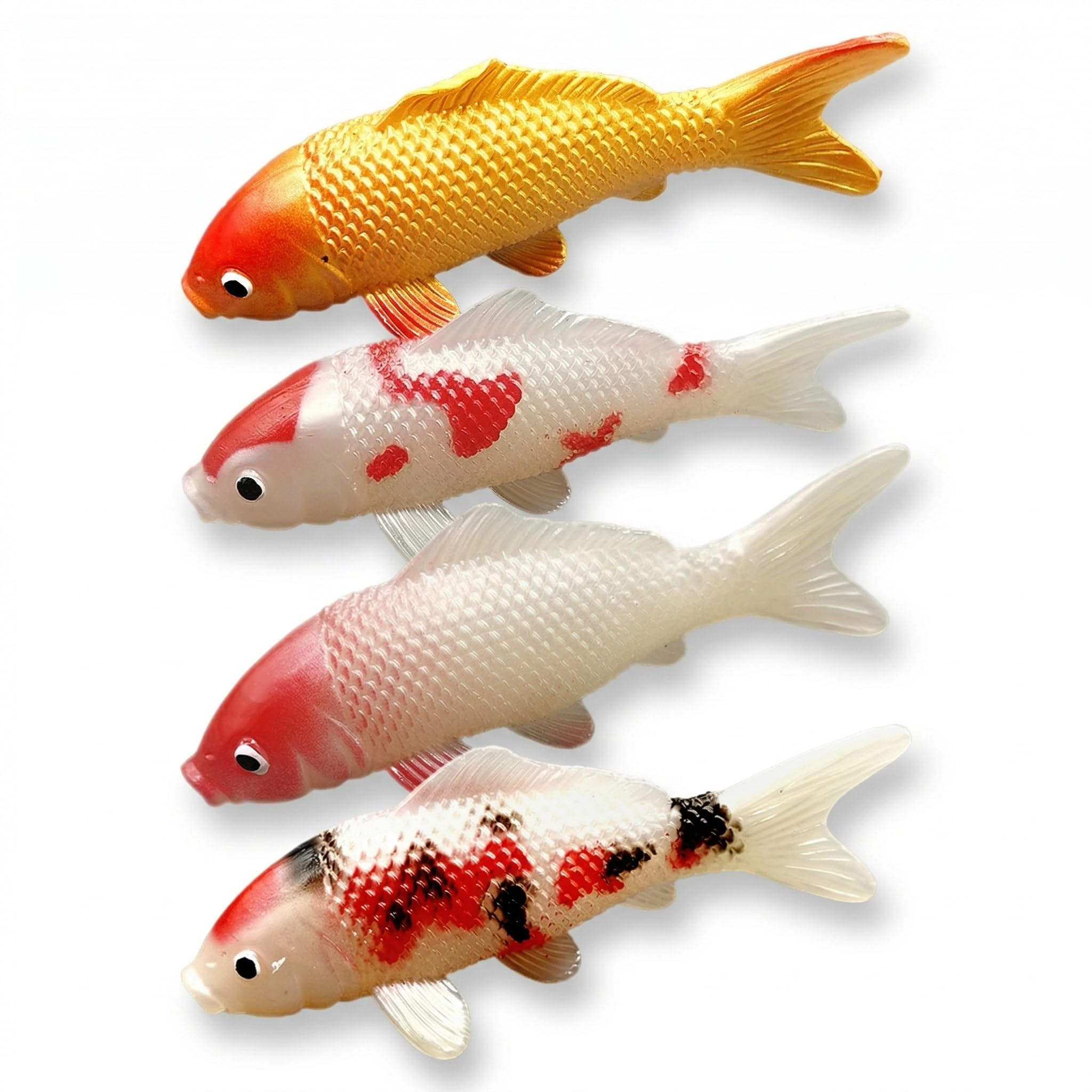 Yardwe 4Pcs Artificial Koi Carp Figurines Realistic Plastic Fake Goldfish Ornaments for Aquarium Tank Floating Pond Decor and Photography Prop