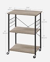 VASAGLE Kitchen Shelf on Wheels 3-Tier Trolley Greige Black KKS060B02 view 6